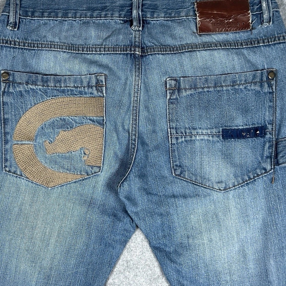 Vintage Ecko Untld Denim Jeans Men's Size 36x32 (34x29) Distressed Embroidered‎